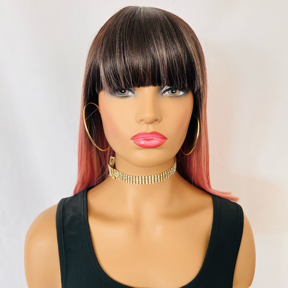 Pretty in Pink is this “Put On & Go” Premium Fibre Wig with Bangs 🎀 - Picture 11 of 11